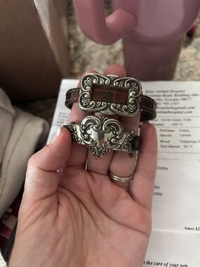 Brighton Retired 1991 & 1994  Silver &  Leather Bracelet Set (2)